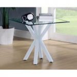 Alissa High Gloss White finish Clear Glass Top Lamp Table