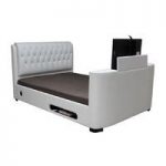 Cosmo White Faux Leather Finish 4.6″ TV Bed