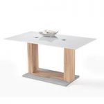 Marino Oak Finish Frosted Glass Top Dining Table Only