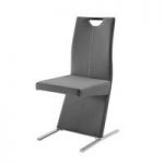 Image Metal Swinging Grey Faux Leather Dining Chair