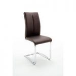 Tavis Metal Swinging Brown Faux Leather Dining Chair