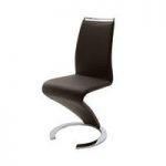 Summer Z Shape Brown Faux Leather Modern Dining Chair