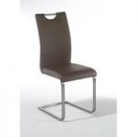 Paulo Cappuccino Faux Leather Dining Chair With Handle Hole