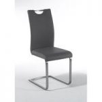 Paulo Grey Faux Leather Dining Chair With Handle Hole