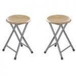 Hamstring Folding Stool In Natural Rubber Wood in A Pair
