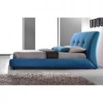 Sache Teal Blue Fabric Finish Double Bed