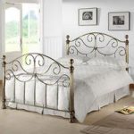 Victoria Antique Brass Metal Double Bed With Nickel Finials
