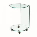 Azuria Clear Glass Finish Lamp Table With 4 Castors