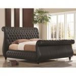 Sawn Black Real Leather Finish King Size Bed