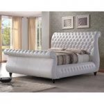 Sawn White Real Leather Finish Super King Size Bed