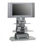 Joy Metal Frame Alu Brushed TV Stand With 3 White Glass Shelves