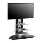 Kerry Metal Alu Brushed LCD TV Stand With Black Glass Base