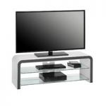 Kaira White High Gloss LCD TV Stand With Clear Glass Shelves