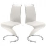 Summer Z Shape Dining Chair In White Faux Leather in A Pair