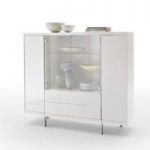 Brisbane White High Gloss Finish Sideboard With 2 Glass Door