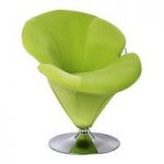 Nicia Revolving Chair In Opulent Green Velvet With Chrome Base