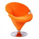 Nicia Revolving Chair In Opulent Orange Velvet With Chrome Base