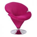 Nicia Revolving Chair In Opulent Pink Velvet With Chrome Base