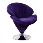 Nicia Revolving Chair In Opulent Purple Velvet With Chrome Base