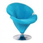 Nicia Revolving Chair In Opulent Teal Velvet With Chrome Base