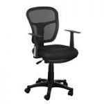 Santo Black Padded Fabric Seat With Mesh Back Rest Office Chair