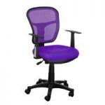 Santo Purple Padded Fabric Seat With Mesh Back Rest Office Chair