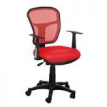 Santo Red Padded Fabric Seat With Mesh Back Rest Office Chair