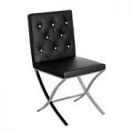 Solo Black Leather Effect Dining Chair With Stainless Steel Legs