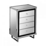Medio Mirror Effect Top 4 Drawer Chest With Metal Frame