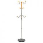 Modern Coat Stand In Chrome With Light Wood Effect Hangers