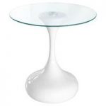 Clessidre Clear Side Table In Glass Top With White Gloss Base