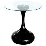 Clessidre Clear Side Table In Glass Top With Black Gloss Base