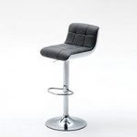Bob Grey Bar Stool In Faux Leather With Chrome Base