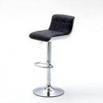 Bob Black Bar Stool In Faux Leather With Chrome Base
