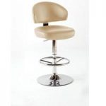 Bingo Cream Bar Stool In Faux Leather Look With Chrome Base
