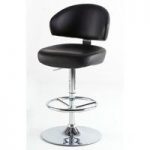 Bingo Black Bar Stool In Faux Leather With Chrome Base