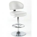 Bingo White Bar Stool In Faux Leather With Chrome Base