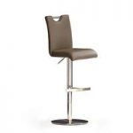 Bardo Cappuccino PU Leather Bar Stool With Stainless Steel Base