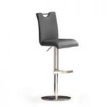 Bardo Grey Bar Stool In Faux Leather With Stainless Steel Base