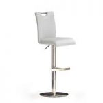 Bardo White Bar Stool In Faux Leather With Stainless Steel Base