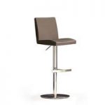 Lopes Cappuccino Pu Leather Bar Stool With Stainless Steel Base