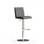 Lopes Grey Faux Leather Bar Stool With Stainless Steel Base Base