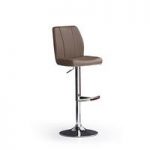 Naomi Cappuccino Faux Leather Bar Stool With Round Chrome Base