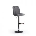 Naomi Grey Bar Stool In Faux Leather With Round Chrome Base