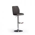 Naomi Black Bar Stool In Faux Leather With Round Chrome Base