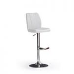 Naomi White Bar Stool In Faux Leather With Round Chrome Base