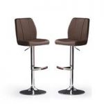 Naomi Bar Stools In Brown Faux Leather in A Pair