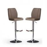 Naomi Bar Stools In Cappuccino Faux Leather in A Pair