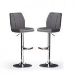 Naomi Bar Stools In Grey Faux Leather in A Pair