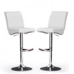 Diaz Bar Stools In White Faux Leather in A Pair